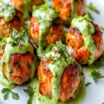 Baked Salmon Meatballs with Creamy Avocado Sauce First Image First Image