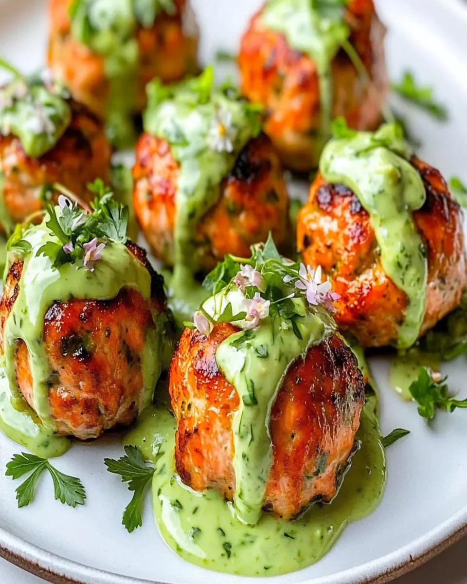 Baked Salmon Meatballs: Easy & Creamy Avocado Heaven