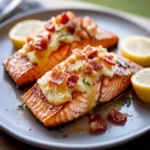Salmon with Bacon and Cheese Topping First Image First Image