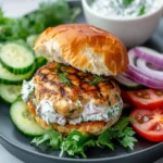 Juicy Greek Chicken Burgers with Tzatziki Sauce First Image First Image