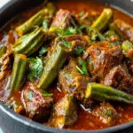 Classic Egyptian Bamia: Meat and Okra Stew First Image First Image