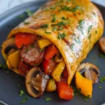 Quick and Hearty Smoked Sausage Pepper & Mushroom Wrap First Image First Image