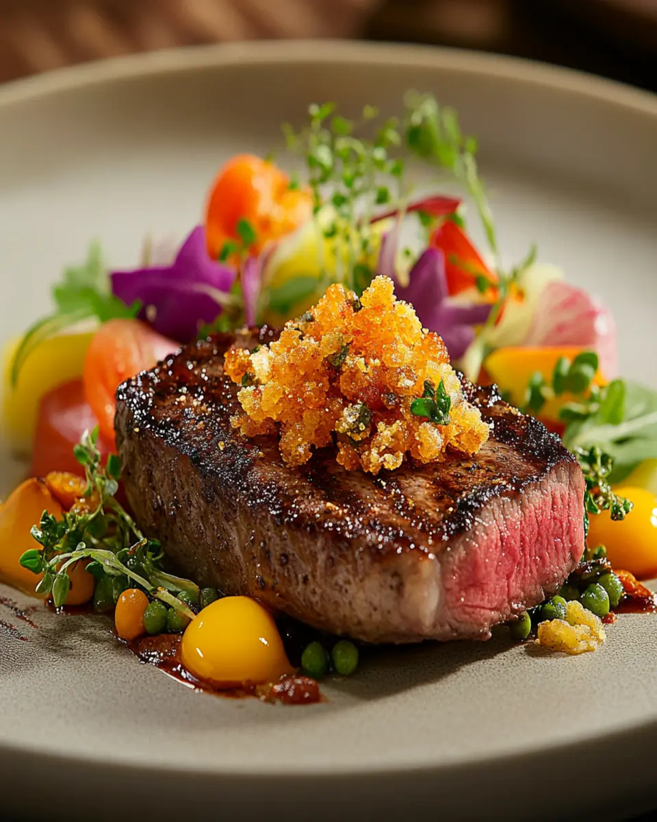 Salted Duck Egg Yolk Crumble Over Steak: Irresistibly Indulgent!