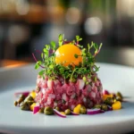 Beef Heart Tartare with Egg Yolk First Image First Image