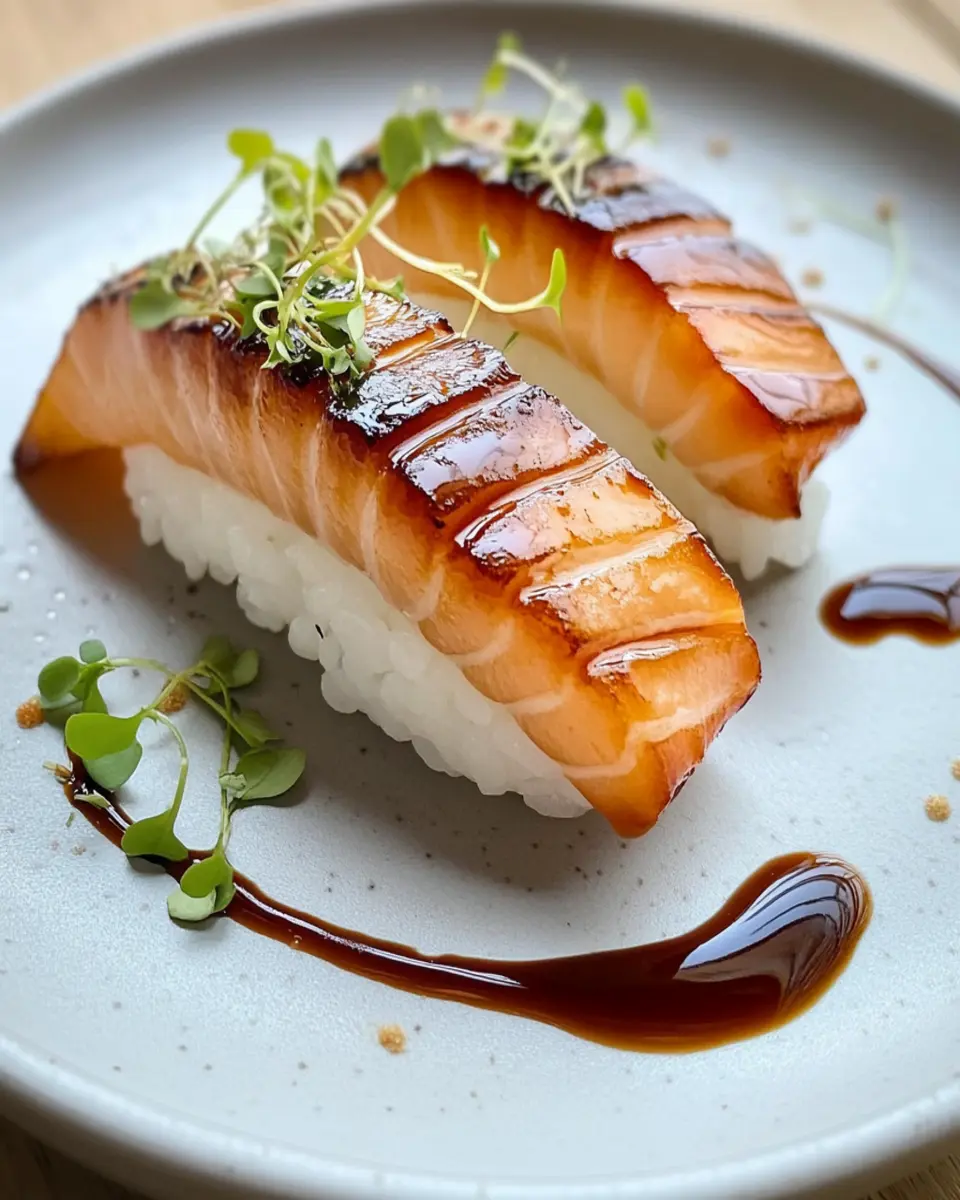 Salmon Belly Torched Nigiri-Style: Irresistibly Smoky Treat!